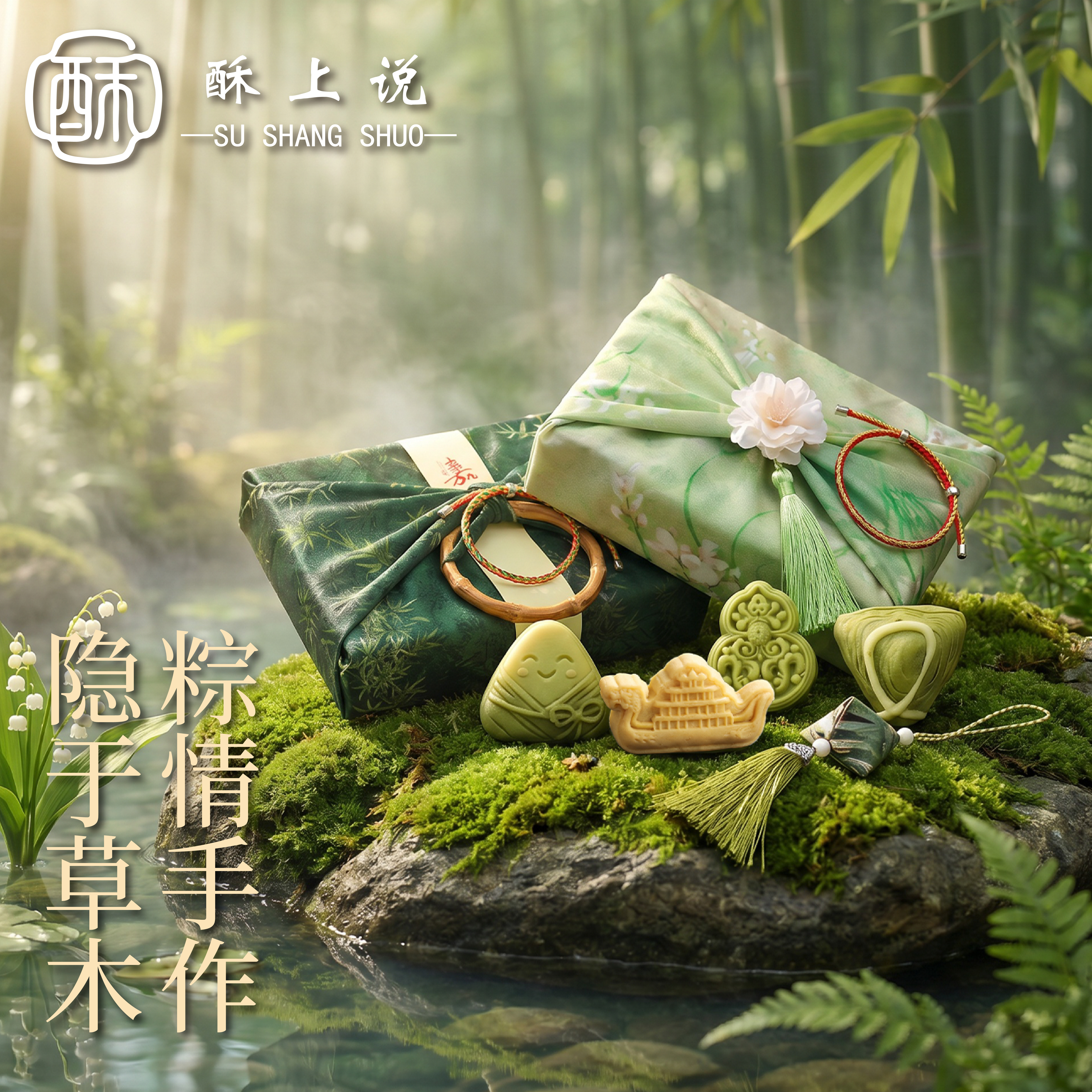 新中式端午礼盒手工绿豆糕粽子酥福禄茶点苏州特产国风伴手礼送人