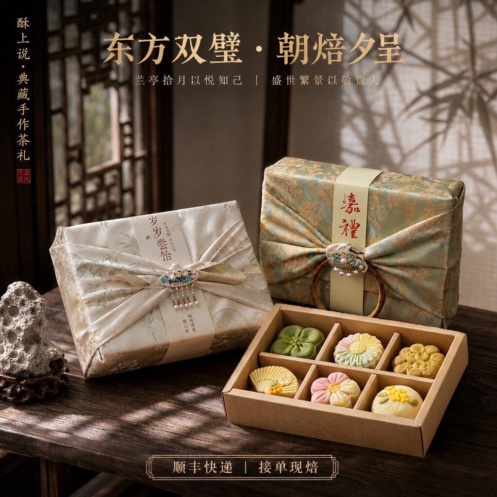 中式糕点礼盒装双层桃花酥手工传统茶点苏州特产送长辈高端伴手礼