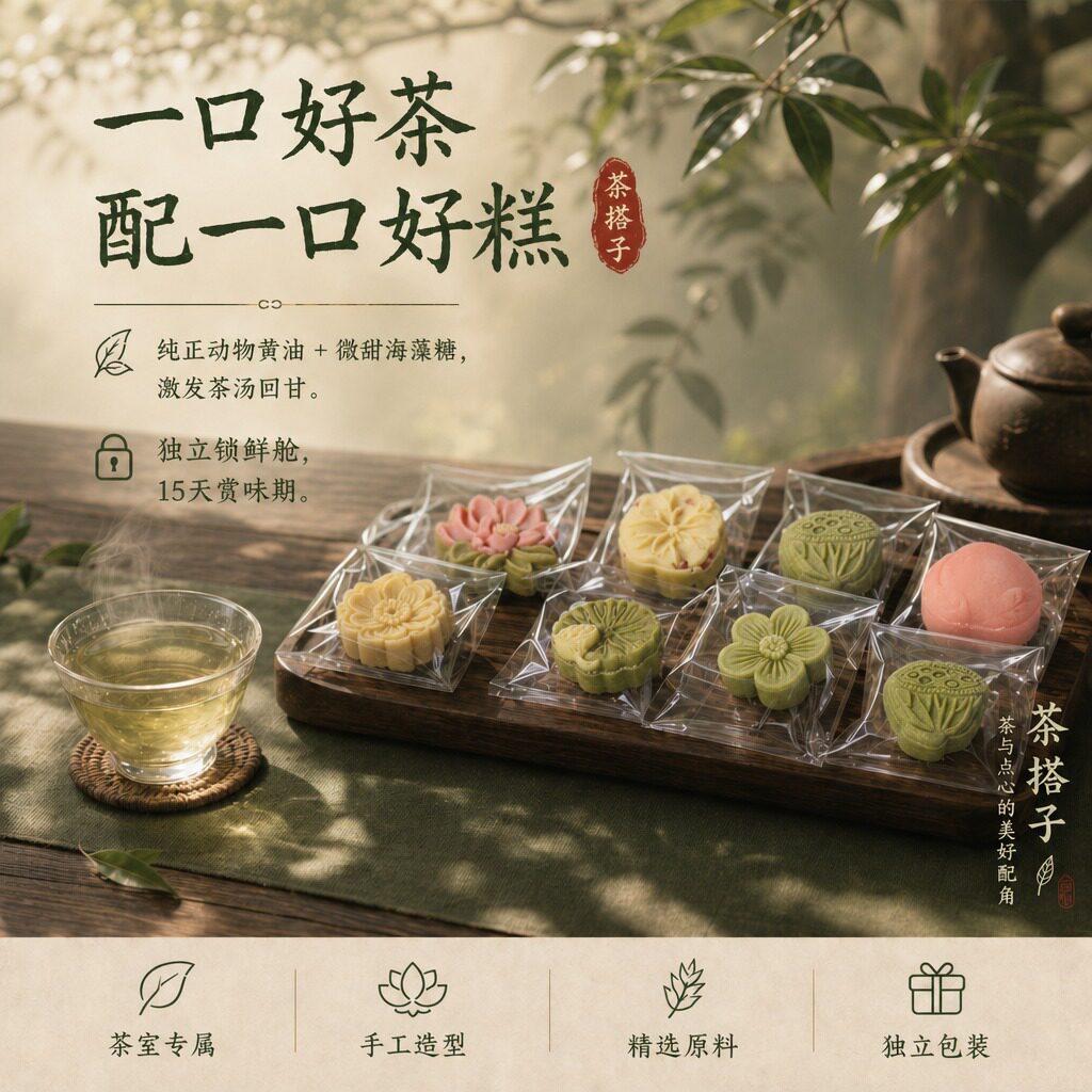 中式糕点绿豆糕独立小包装苏州特产传统手工零食甜品抹茶冰糕点心