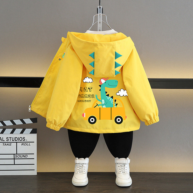 男童春装外套薄款2026新款冲锋衣休闲上衣儿童连帽痞帅潮童装秋装