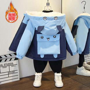 男童加绒外套2025新款冬季加厚棉服棉衣男宝洋气韩版童装派克服