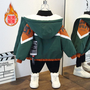 男童加绒外套2025新款加厚棉服派克服冬季棉衣痞帅冬装炸街男宝