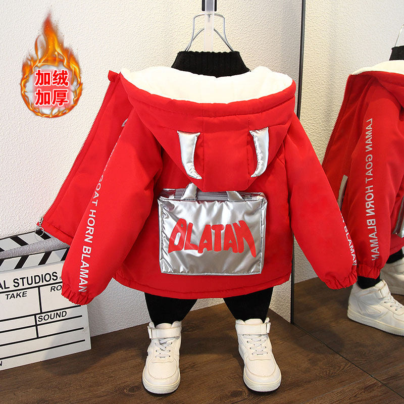 男童加绒外套2025新款冬装加厚派克服棉服男宝洋气棉衣童装过年服