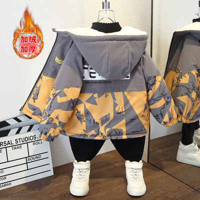 男童加绒加厚外套新款冬季棉服