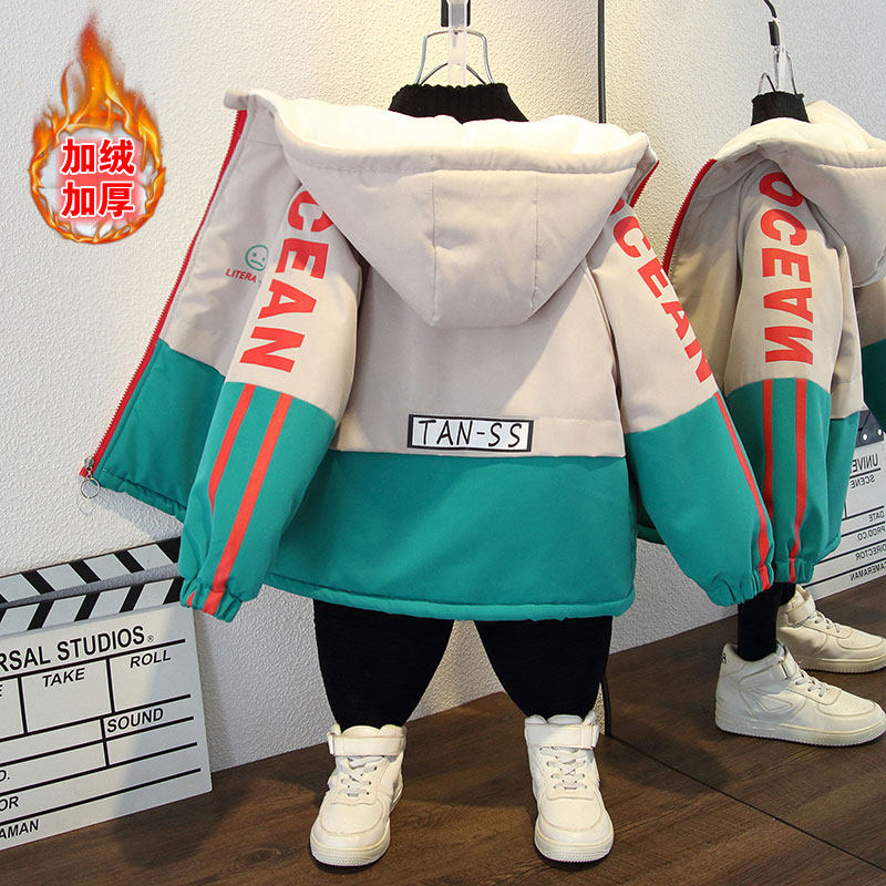 男童加绒外套2025新款派克服冬季棉服加厚棉衣过年服潮童装中小童