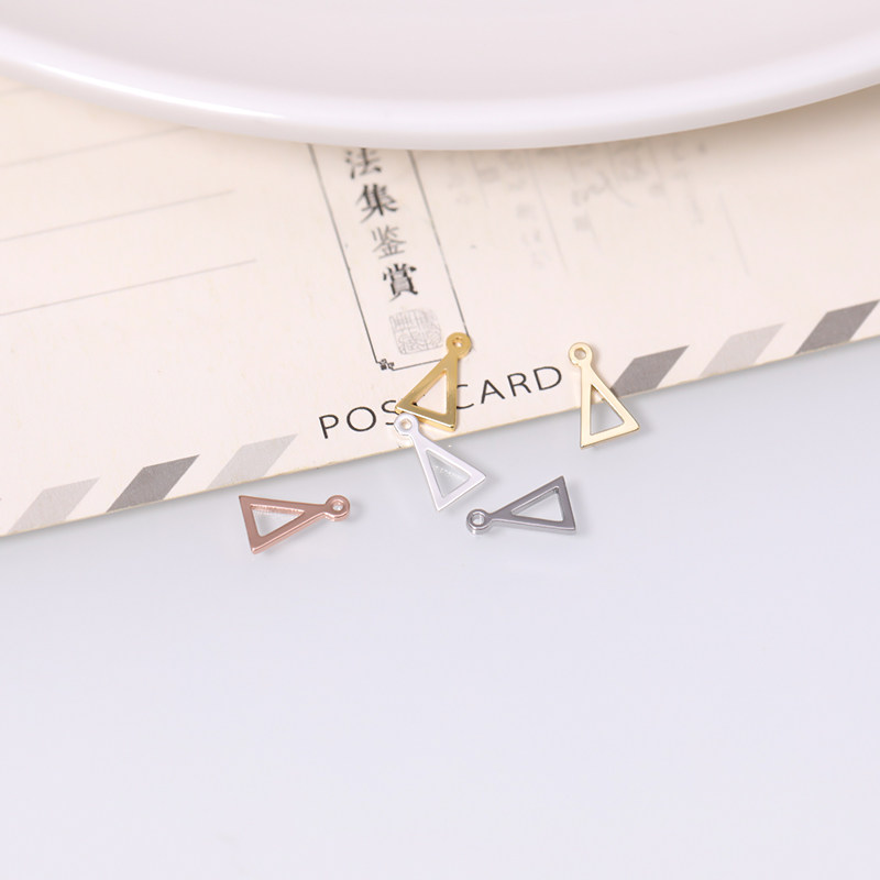 diy饰品手工配件 保色18k空心三角形耳环耳钉吊坠挂件材料