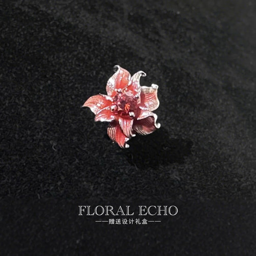 【炙热绽放】曼陀罗耳钉 珐琅原创设计小众高级感925银小耳钉