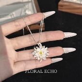 月烬昙心 S960纯银项链昙花吊坠烧白原创高级感小众礼物轻奢