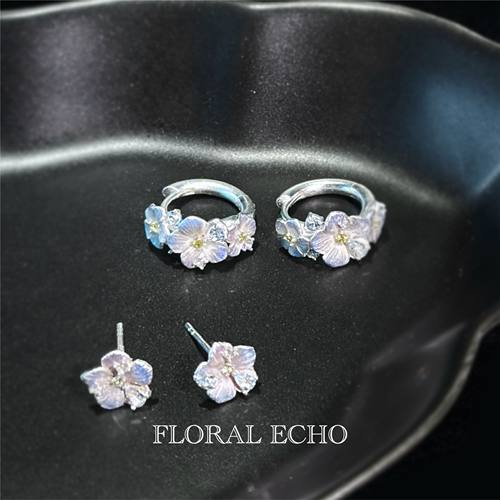 960纯银星辰花耳钉耳环