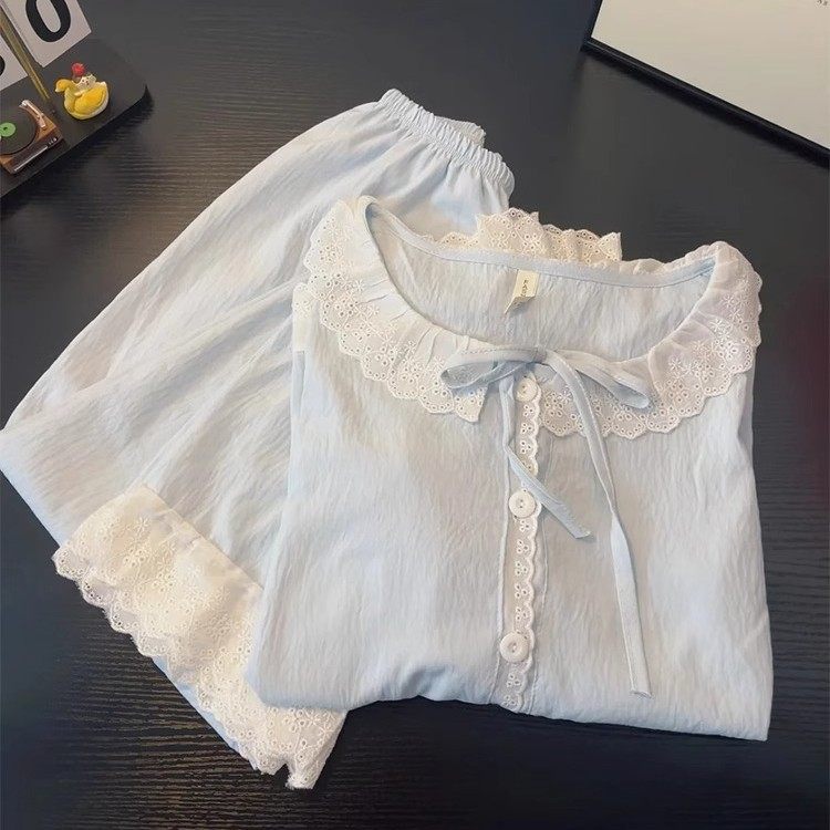 2025年新款睡衣女夏季短袖可爱娃娃领春秋天长袖大码家居服薄套装,女士内衣/男士内衣/家居服,睡袍/浴袍,淘宝优惠券,粉丝福利购,淘宝优惠卷