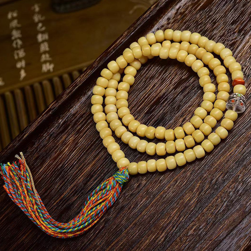 天然牦牛骨108颗佛珠念珠桶珠