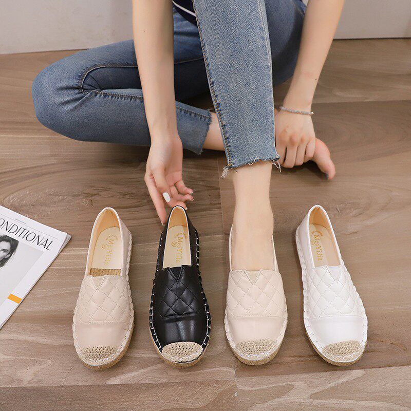 渔夫鞋女2022春季新款韩版乐福鞋软底单鞋平底鞋一脚蹬懒人鞋子潮