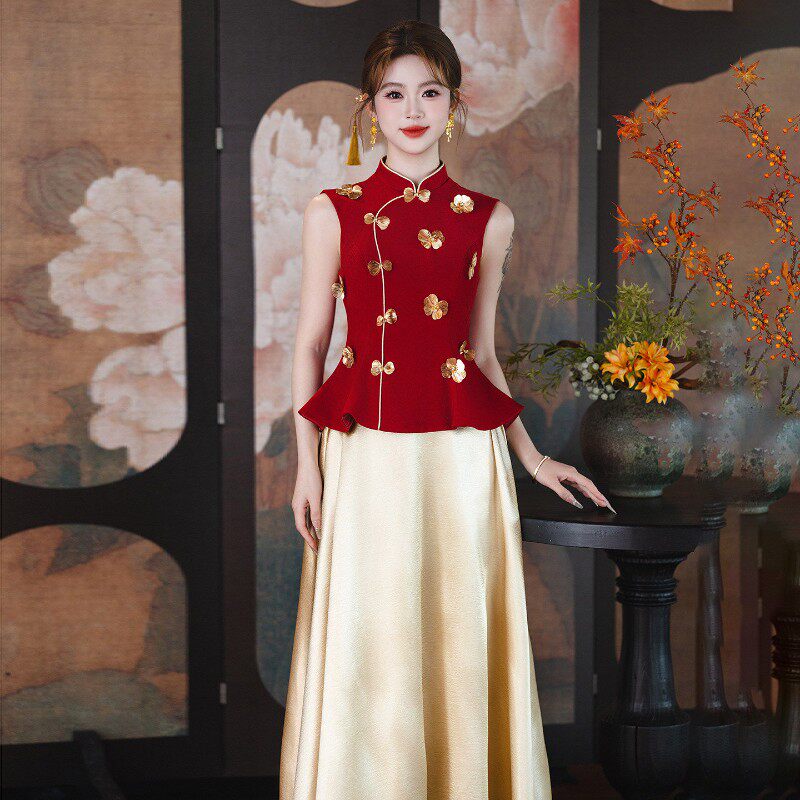 云海新中式订婚礼服裙女2026新款轻奢小众高级感敬酒服新娘回门宴