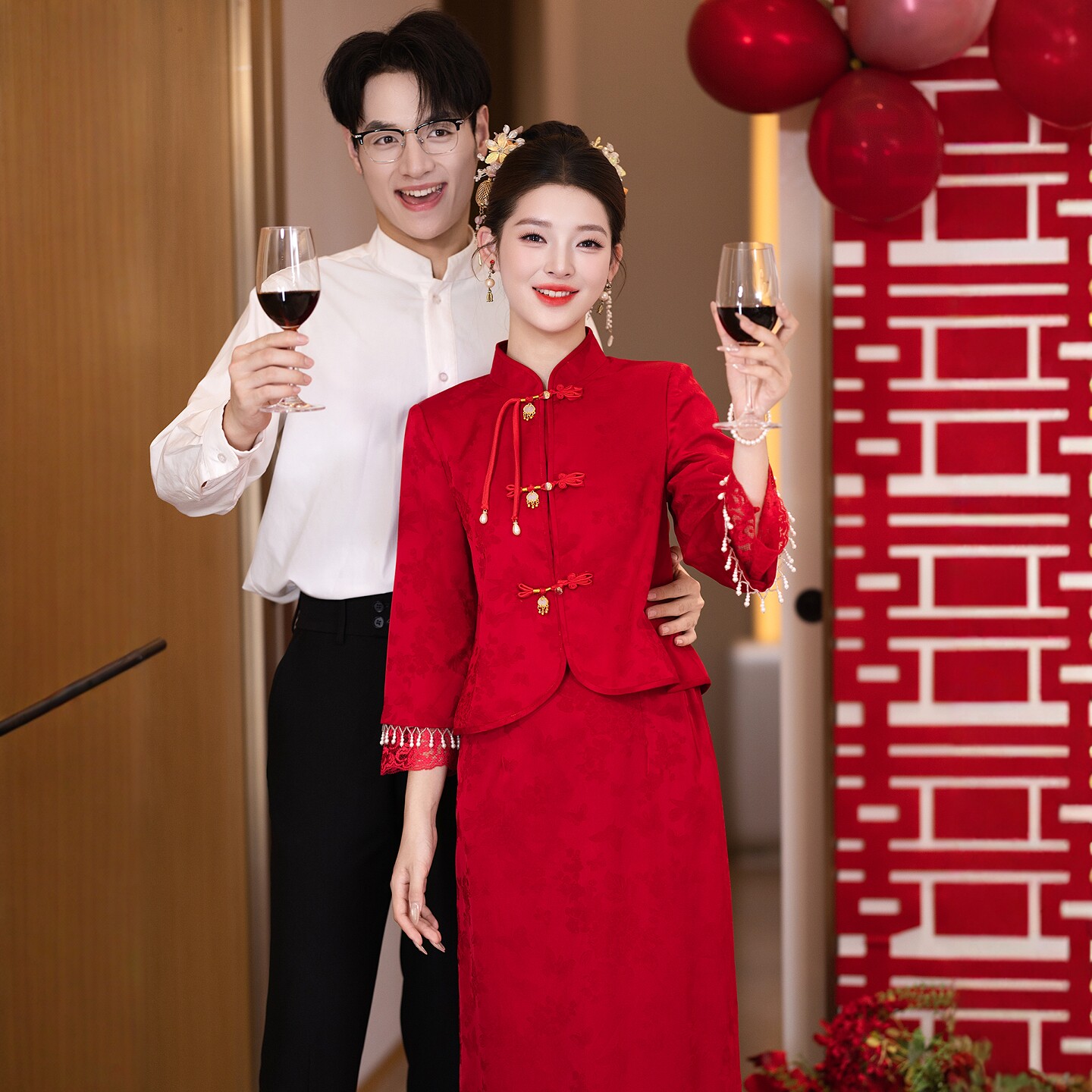 海棠记新中式婚服敬酒服裙套装秀禾服小个子新娘订婚礼服出阁嫁衣