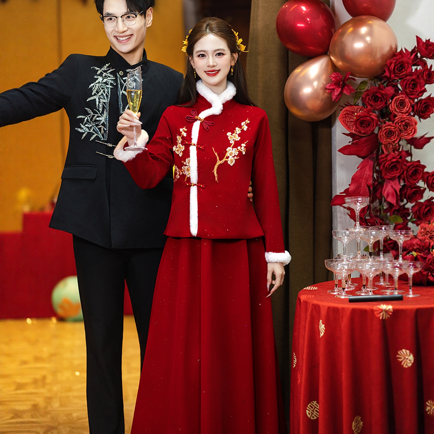 海棠记中式孕妇旗袍敬酒服大码胖