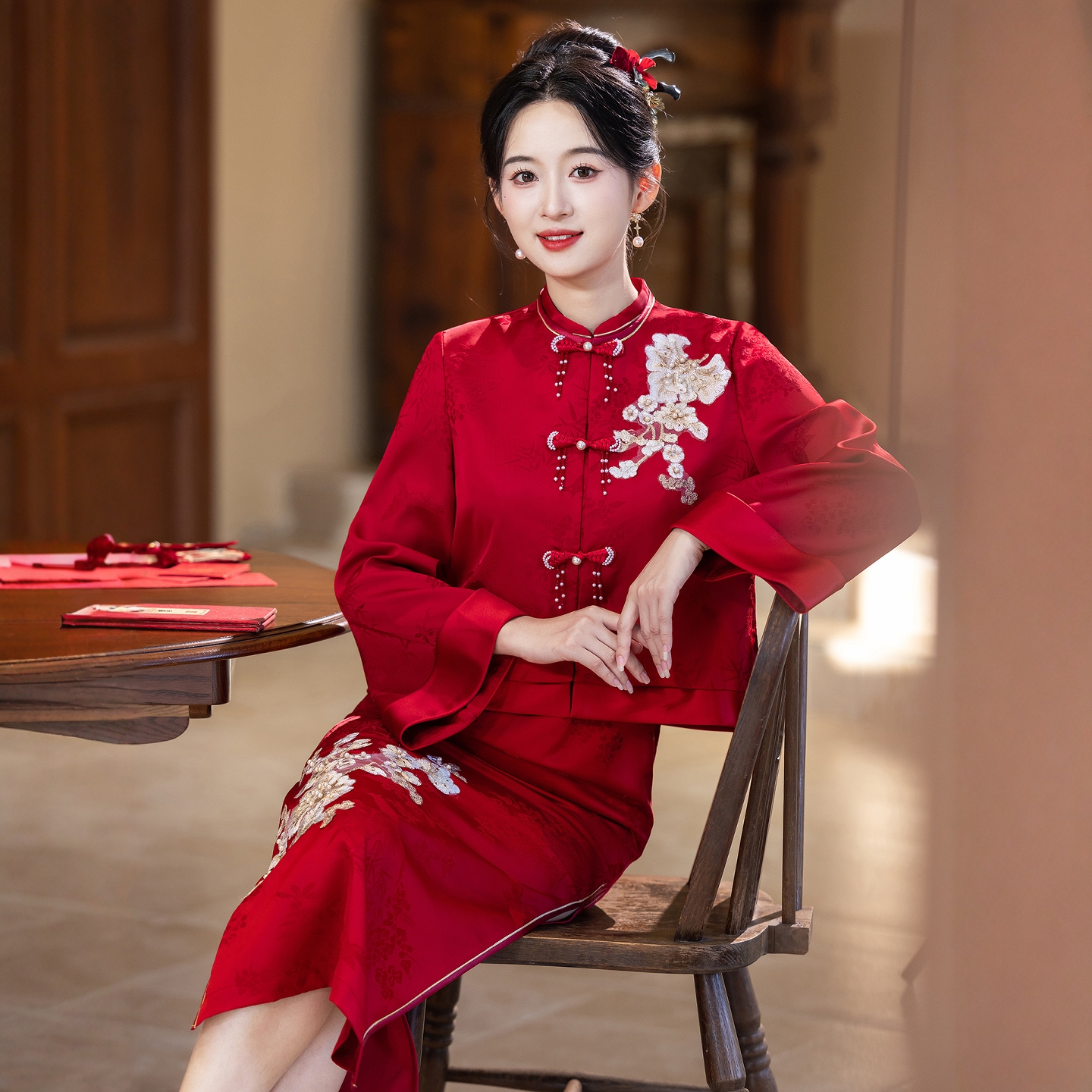 海棠记新中式旗袍敬酒服新娘套装