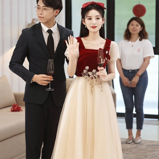 海棠记孕妇敬酒服大码显瘦订婚礼服胖mm结婚便装回门小个子连衣裙