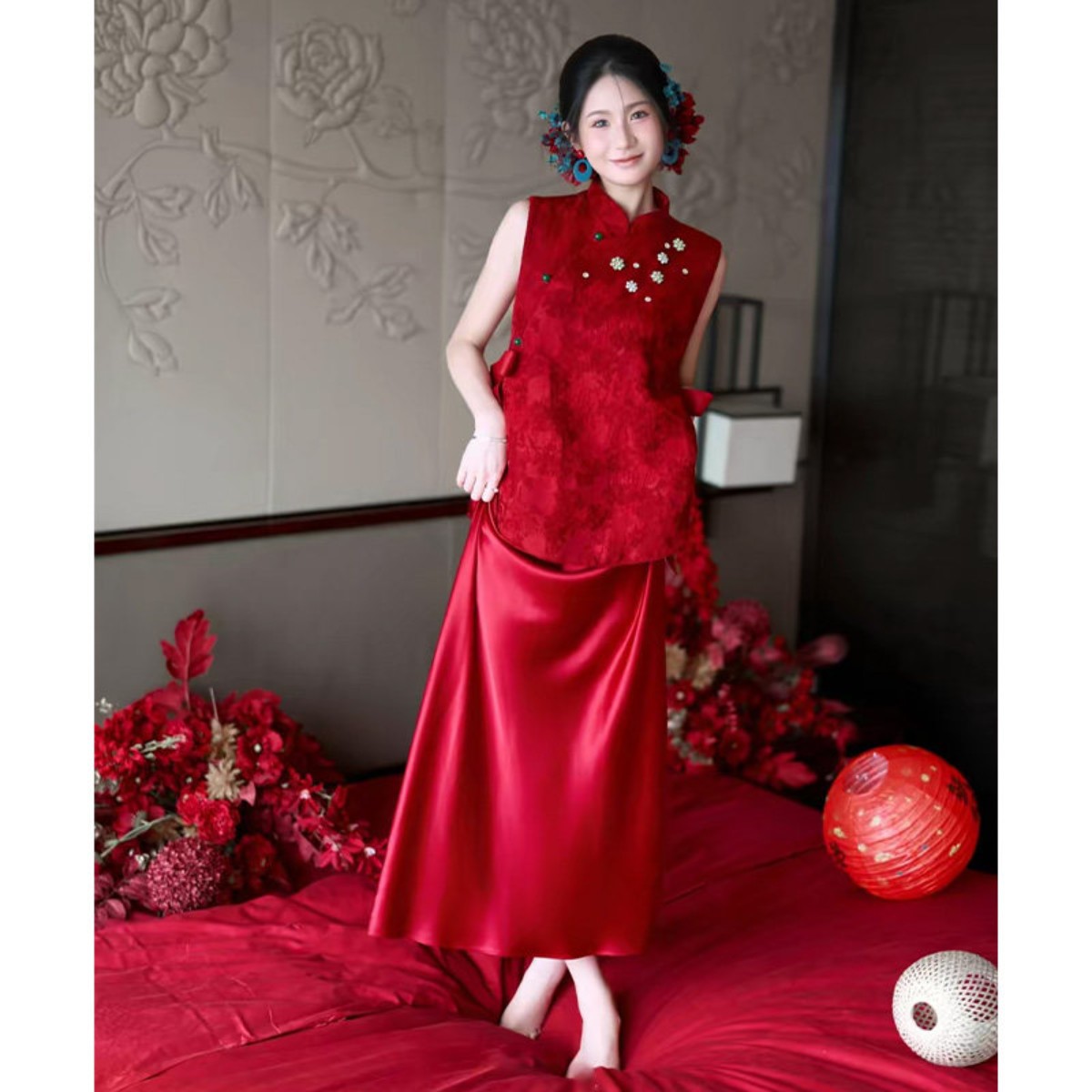 海棠记订婚礼服裙2026新款新中式复古晨袍女新娘套装高端轻奢回门