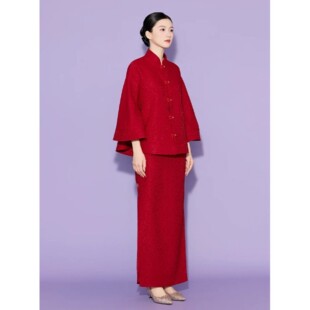 旗袍敬酒服新娘结婚新中式礼服女复古订婚连衣裙高级感两件套秋冬