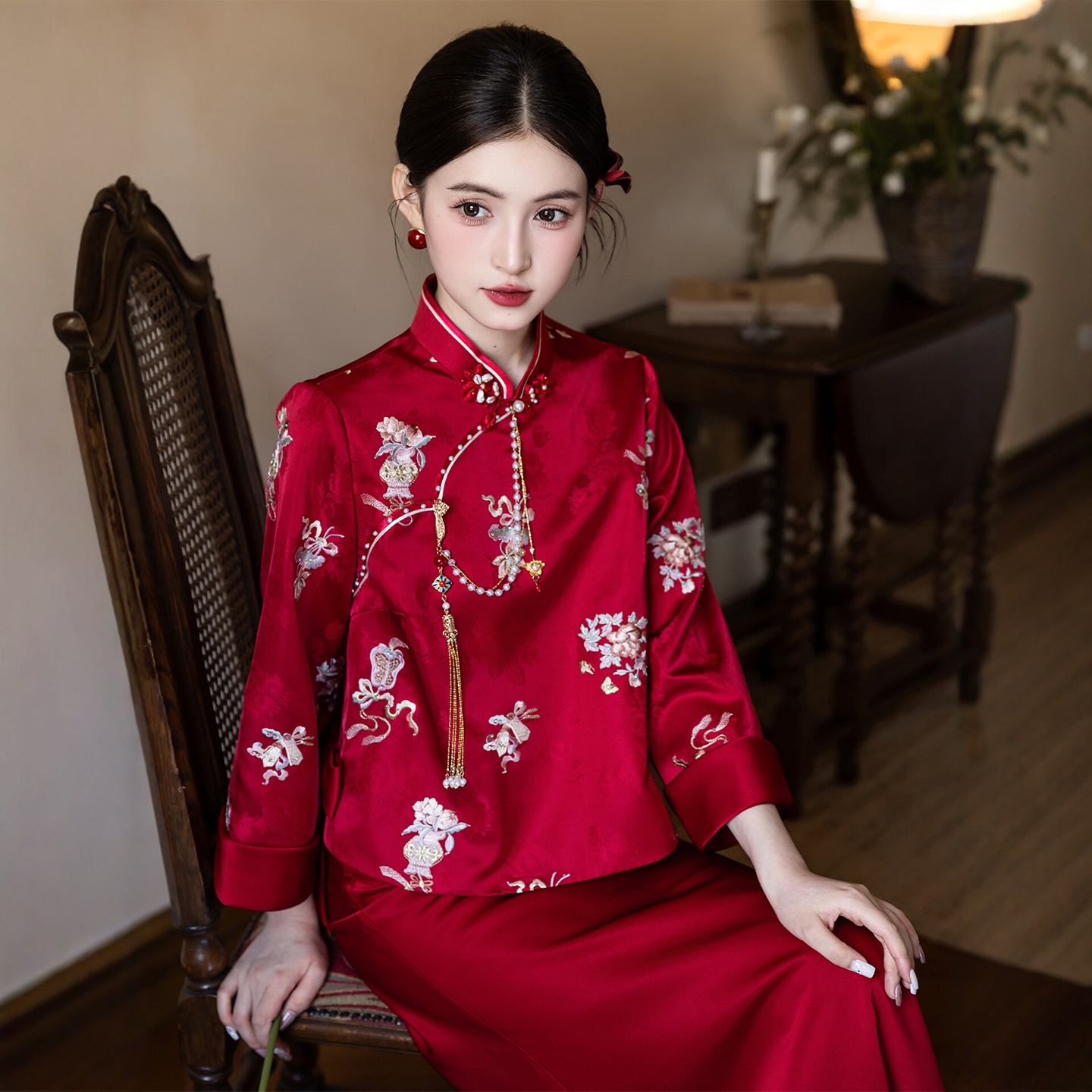 海棠记新中式长袖订婚礼服轻奢冬