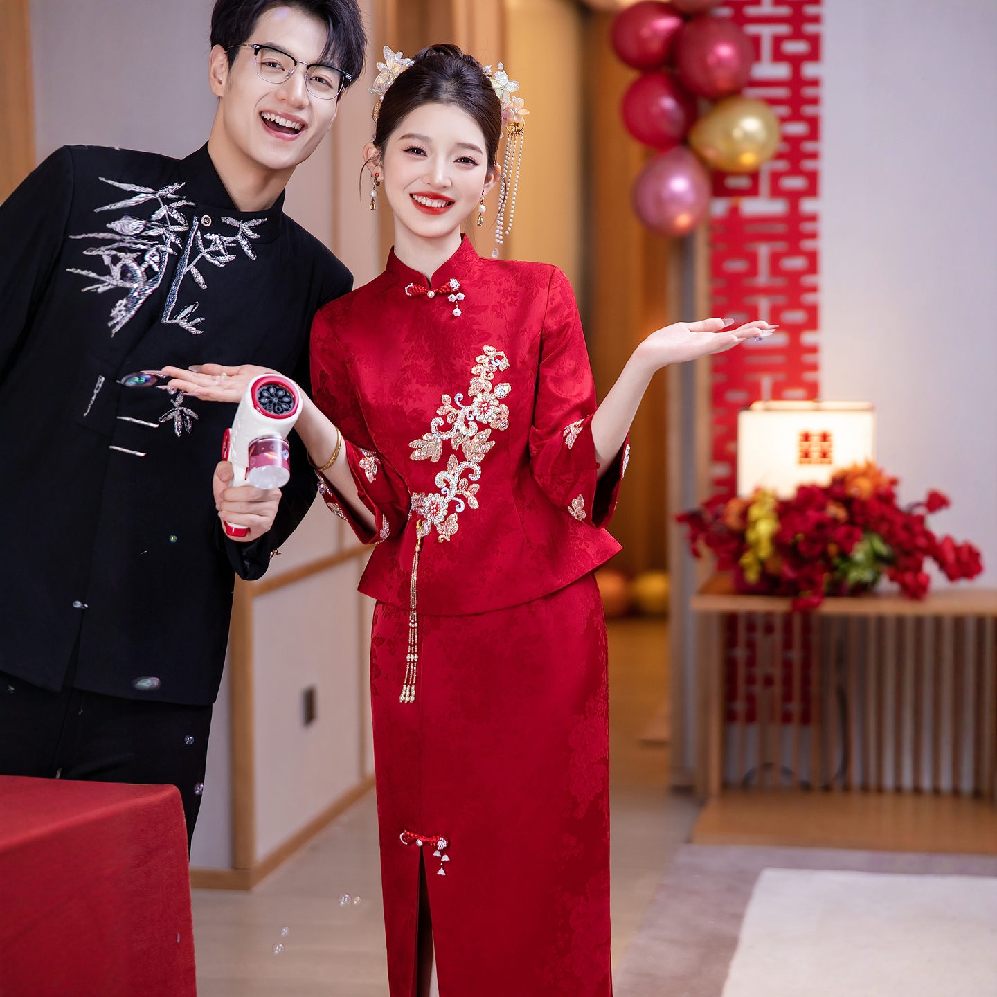 海棠记红色敬酒服新娘旗袍2025款