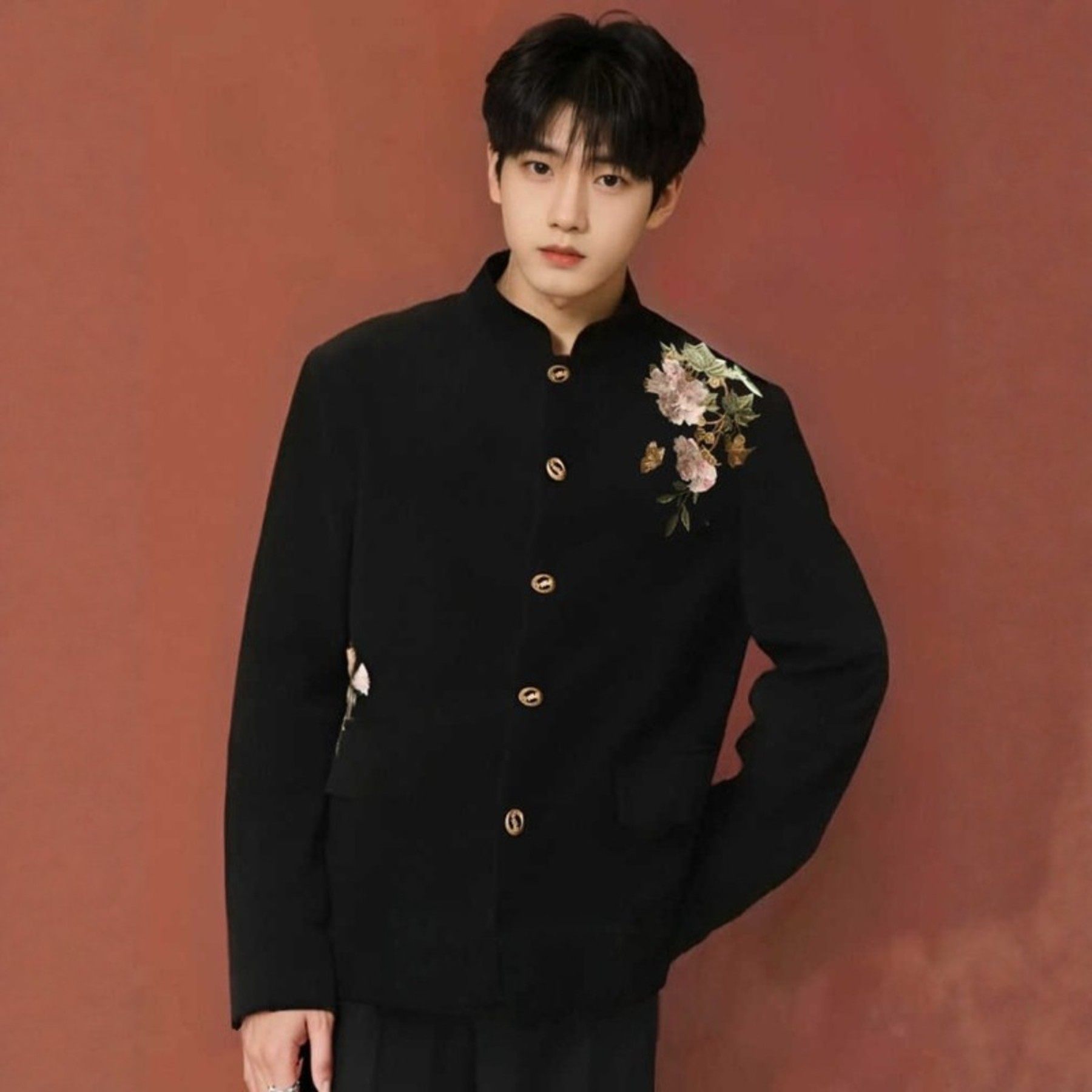 海棠记绒面刺绣复古唐装男士国风西服中山套装订婚结婚百搭中山装