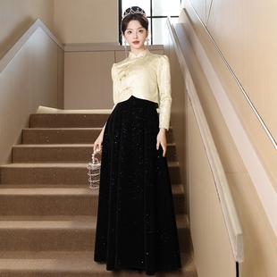 海棠记年会主持人晚礼服旗袍新中式国风裙套装轻奢高端艺考高级感