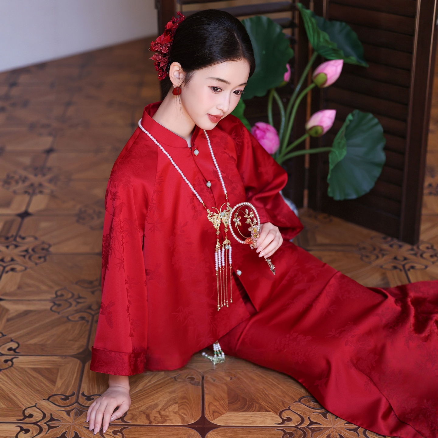 海棠记新中式订婚旗袍两件套敬酒