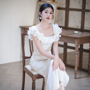 海棠记白色晚礼服女新款订婚裙日常可穿高端轻奢高级感敬酒服新娘