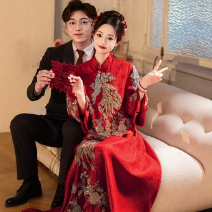 海棠记2025孕妇敬酒服气质新娘新中式 酒红色马面裙婚服订婚礼服女