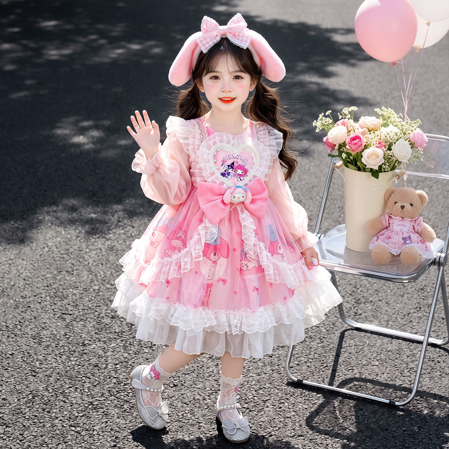 洛丽塔女童公主裙春秋季新款洋气女孩绝美裙子儿童蓬蓬生日连衣裙