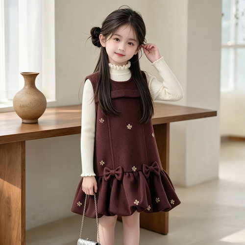 女童新款洋气秋冬装拜年服套装裙