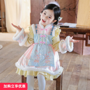 拜年服女童汉服冬款儿童旗袍国风棉服喜庆过年衣服中式宝宝洛丽塔
