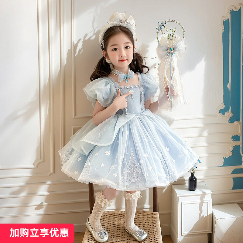 女小童洛丽塔时髦公主裙新款甜美儿童女宝宝礼服蓬蓬裙夏季连衣裙