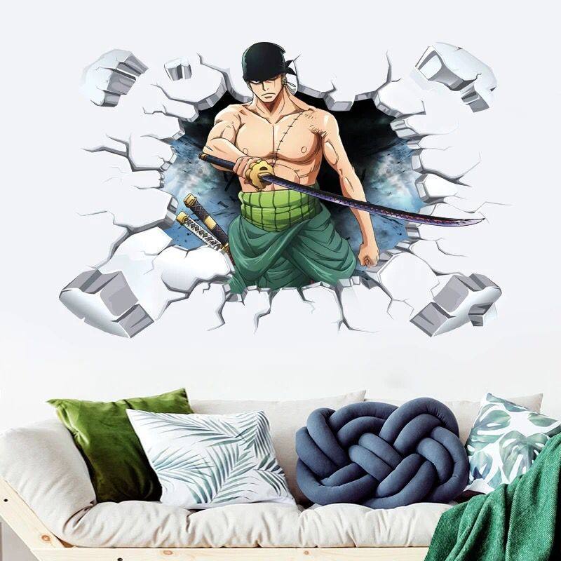三刀流索隆艾斯海报3d立体窗海贼王 卧室漫画个性装饰壁画墙贴纸