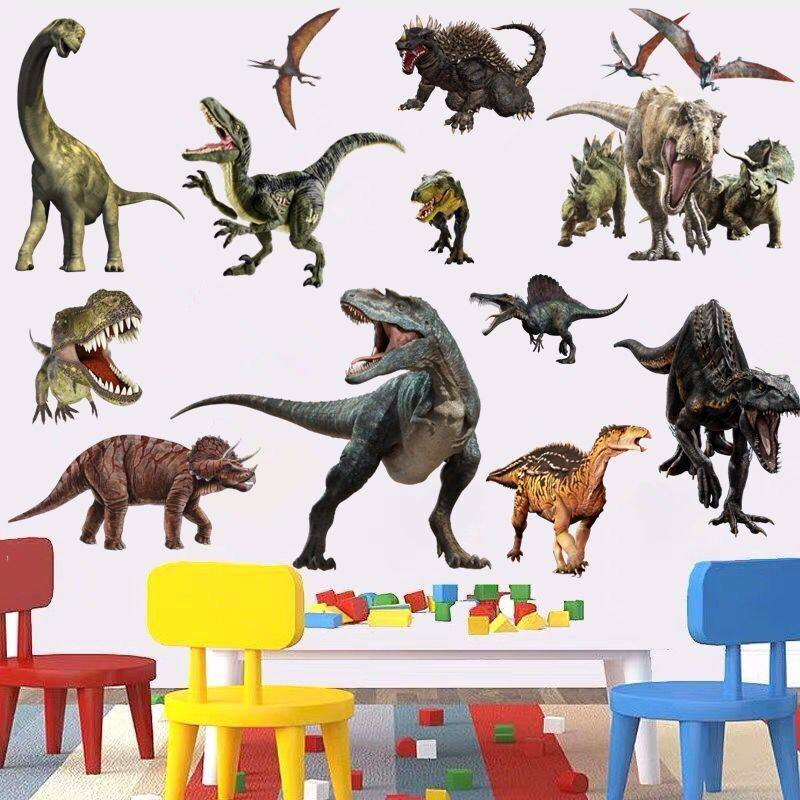 恐龙防水贴纸墙贴画3d立体动漫卡通儿童男孩卧室装饰海报墙纸自粘,家居饰品,软装墙贴,淘宝优惠券,粉丝福利购,淘宝优惠卷
