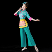 秧歌服喜庆演出服女村姑采茶舞服装 民族舞蹈广场舞套装 2023年新款