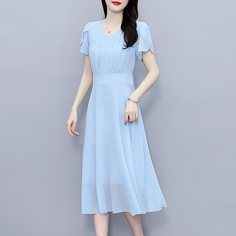 中年法式减龄雪纺连衣裙女夏季