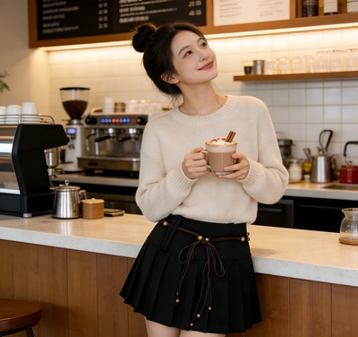 小慧小码女装xxs码50小个子复古pu皮裙半身裙女显高防走光百褶裙