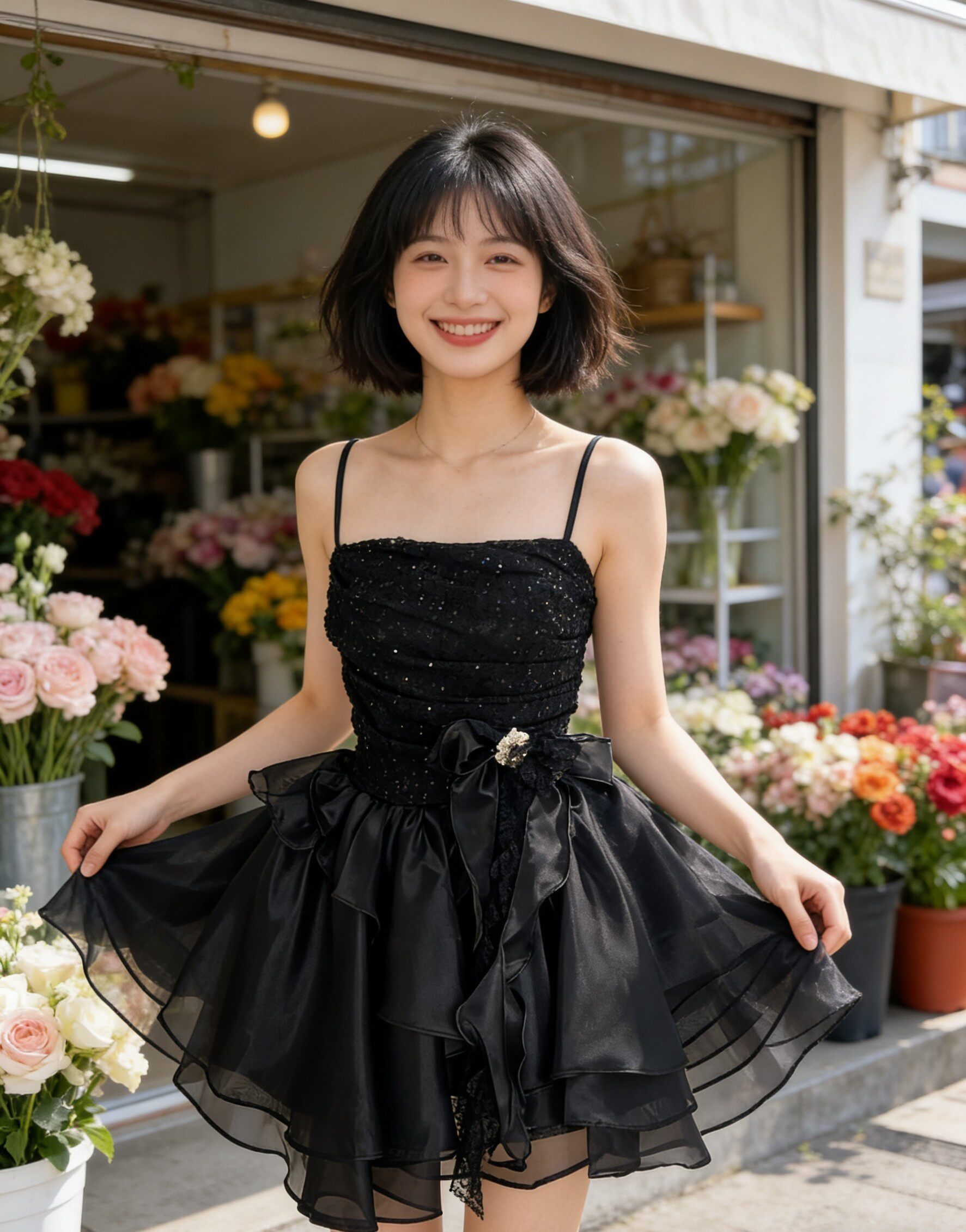 小码150小个子显高抹胸连衣裙女夏季甜美收腰公主蓬蓬裙吊带短裙