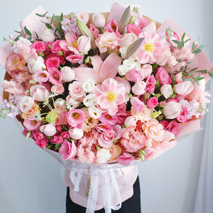 超大鮮花花束百合同城送媽媽生日祝壽北京天津重陽節(jié)送老師花束