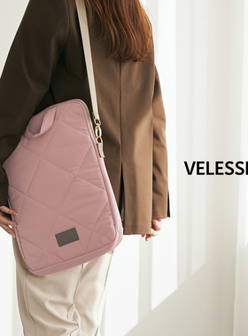 MARK'S VELESSERA系列单肩手提竖式13寸笔记本电脑包拉链大开口丰富收纳内袋时尚商务纯色黑色米色粉色