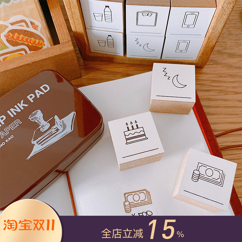【特惠5折】日本DELFONICS木质手帐装饰印章人物生活动物美食