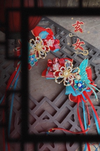 原创大花手作汉服玄女古风抓夹鸭嘴夹新年古风汉服配饰