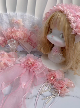 原创大花手作樱粉色洛丽塔发饰天国少女樱茶春丽中华风lolita发夹