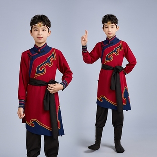 蒙古舞蹈演出服儿童男女童白马蒙族服饰筷子舞内蒙古少数民族服装