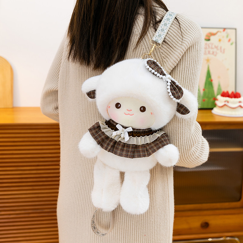 可爱睡衣小羊晚安猪猪双肩包可爱毛绒玩偶少女心背包生日礼物闺蜜