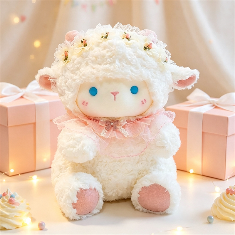 少女心小羊公仔毛绒玩具可爱花环公主玩偶网红女生睡觉抱生日礼物