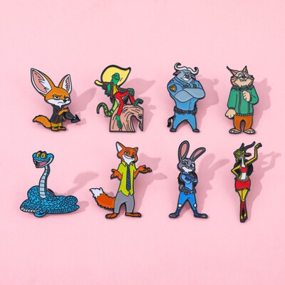 新款疯狂动物城金属徽章狐尼克朱迪兔宝伯特盖瑞蛇合金胸针配饰