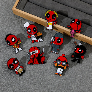 欧美卡通人物死侍胸针Deadpool漫威人物金属徽章配饰衣服包包
